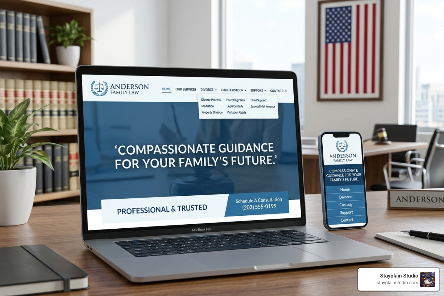 user-centric law firm website navigation - family law firm site