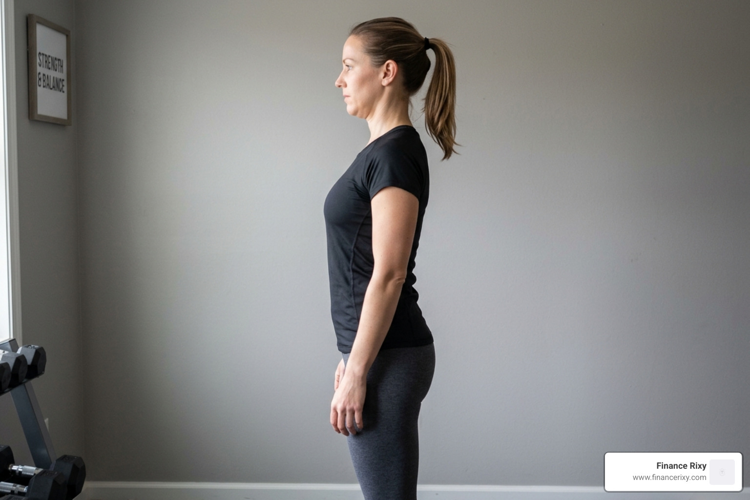 Person performing a proper chin tuck exercise against a wall - neck stretches build strength