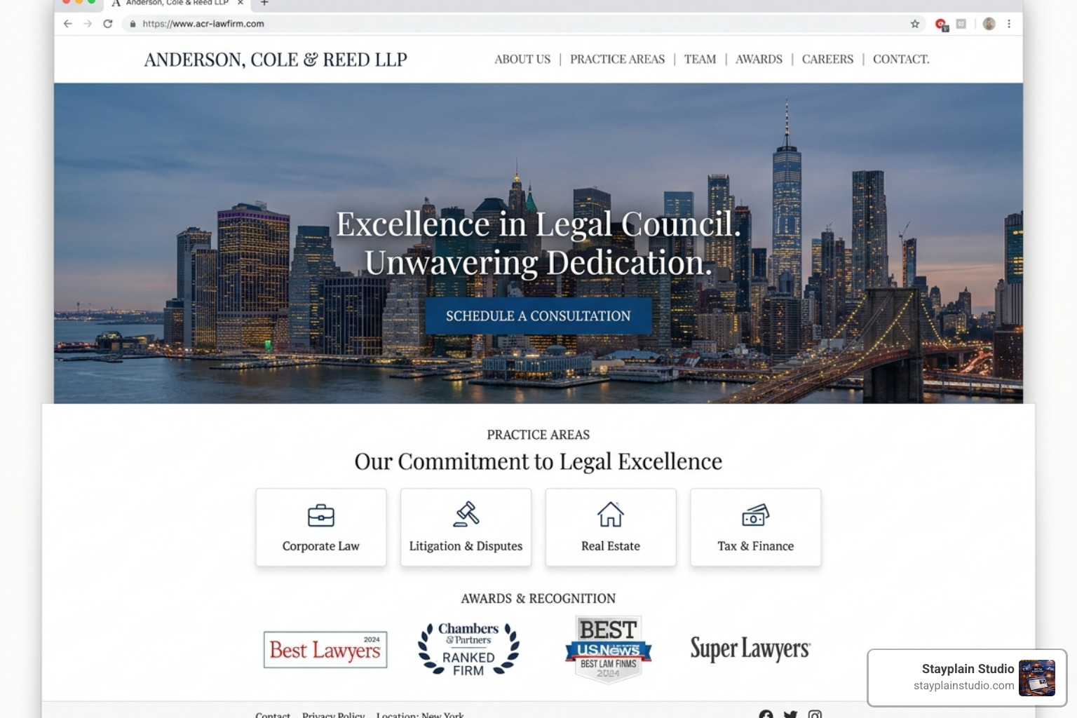 minimalist law firm homepage - legal law firm website