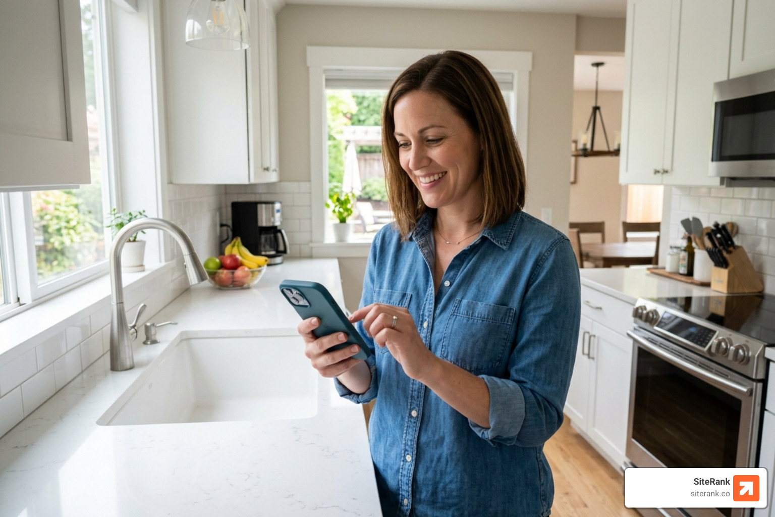 Homeowner searching for local contractors on a smartphone - contractor local seo Homeowner searching for local contractors on a smartphone - contractor local seo