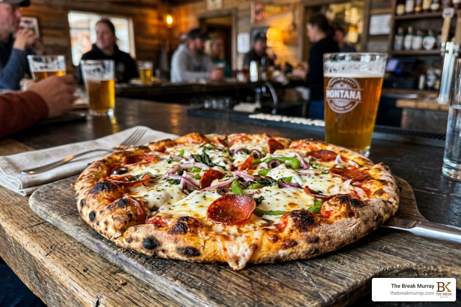 A wood-fired pizza from Gils Goods served at the Murray Bar - live bands Murray bar