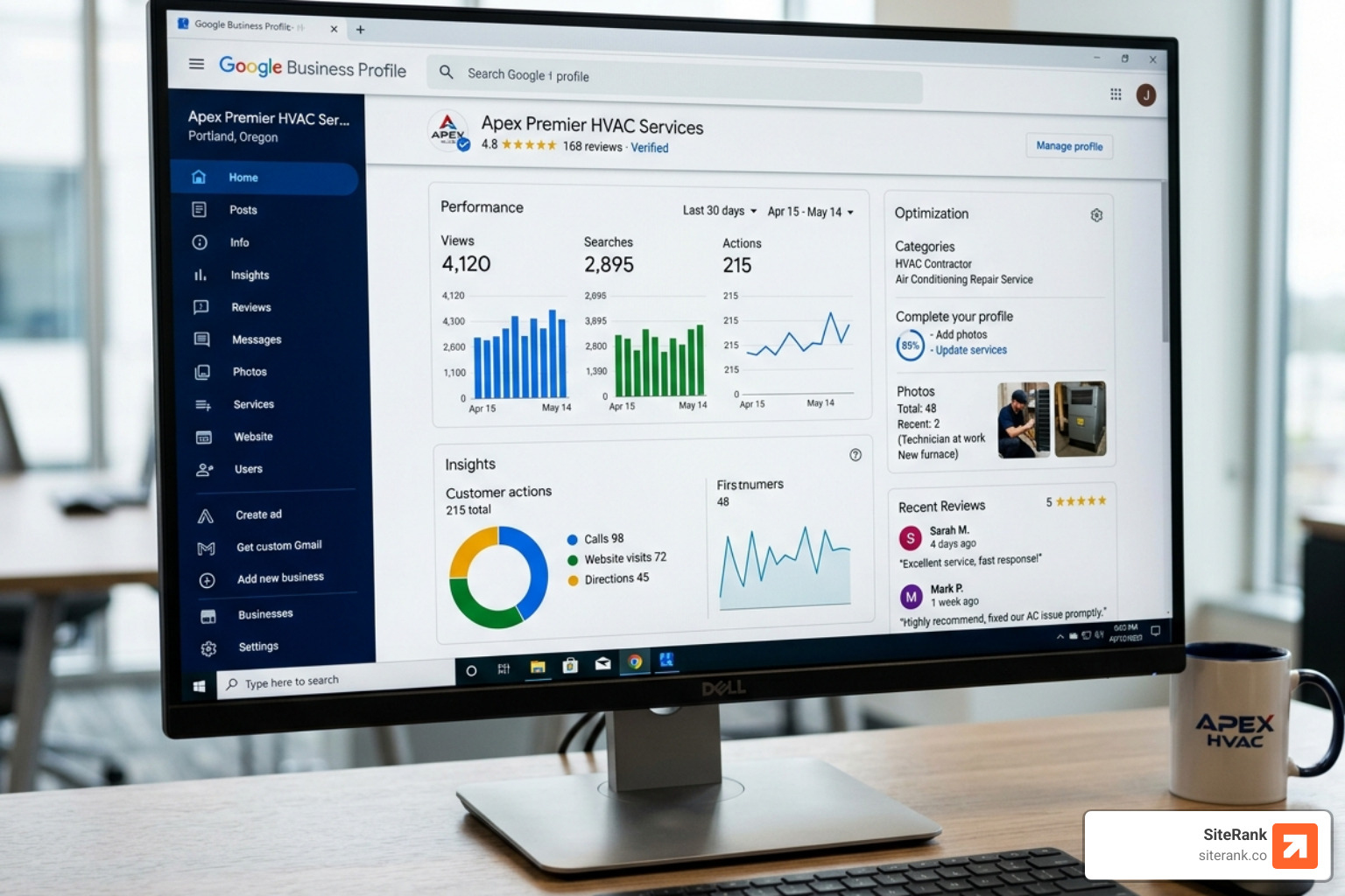 Verified Google Business Profile dashboard showing insights and optimization fields - hvac local seo services Verified Google Business Profile dashboard showing insights and optimization fields - hvac local seo services