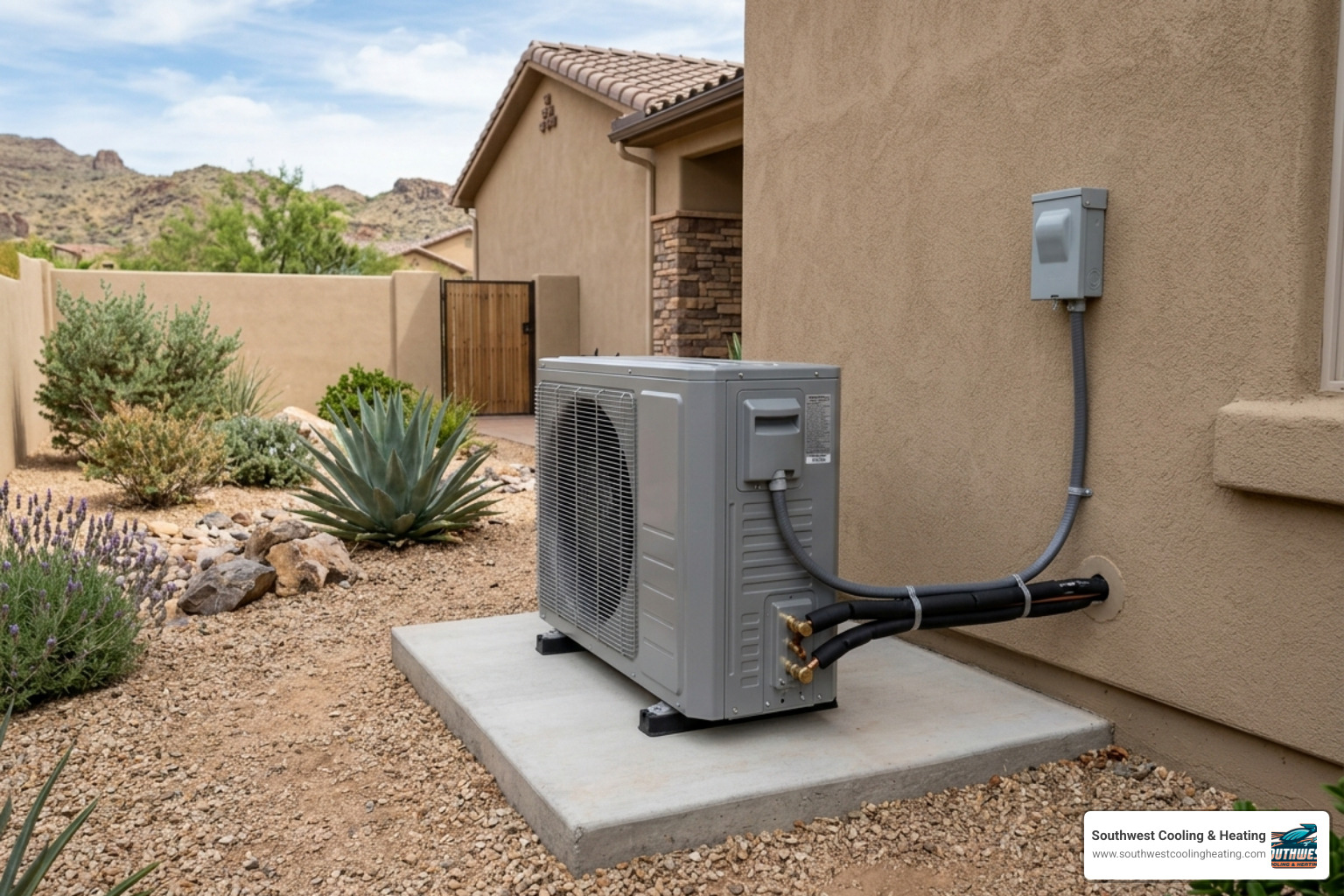 compact outdoor condenser unit for a ductless heat pump system installed on a clean concrete pad - ductless heat pump compact outdoor condenser unit for a ductless heat pump system installed on a clean concrete pad - ductless heat pump