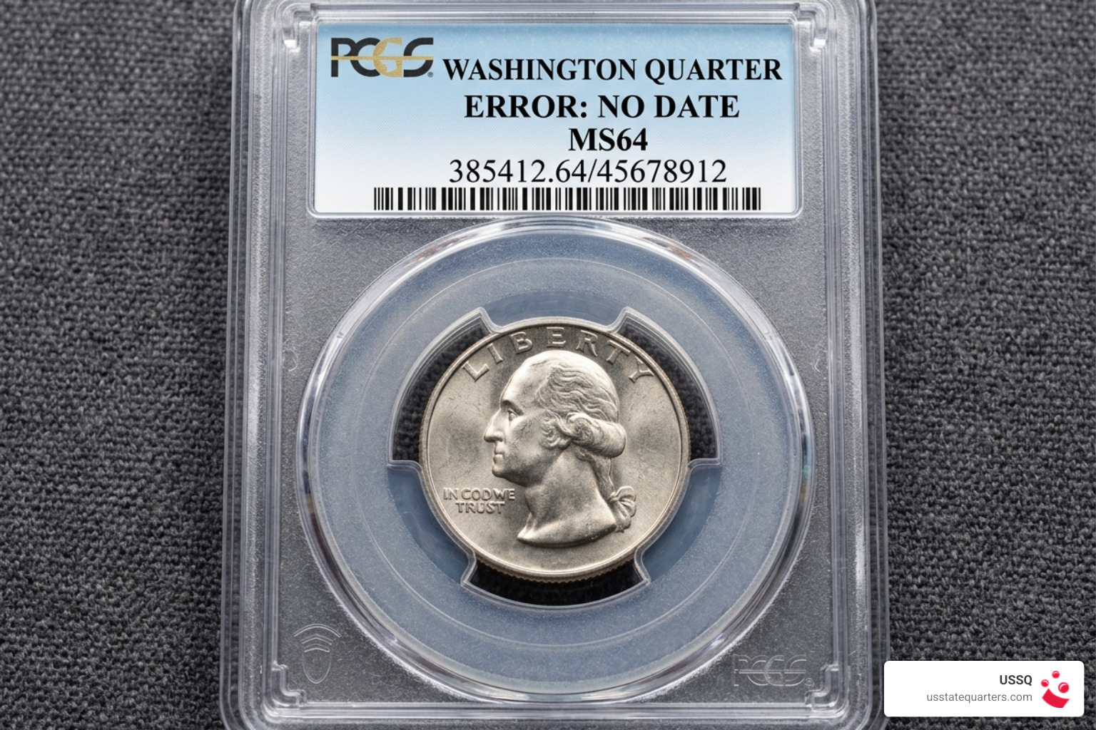 A professionally slabbed and certified PCGS Washington quarter error coin - washington quarter with no date