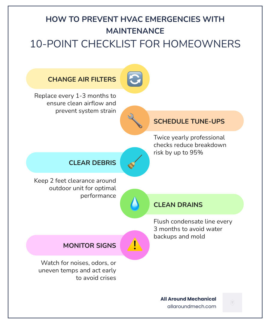 10-point preventative HVAC maintenance checklist infographic for homeowners in 2026 - how to prevent hvac emergencies with 10-point preventative HVAC maintenance checklist infographic for homeowners in 2026 - how to prevent hvac emergencies with