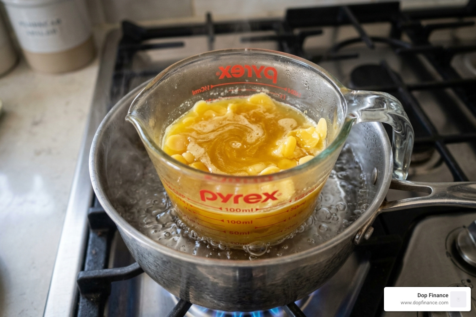 melting wax in a double boiler - beeswax candle making tutorial