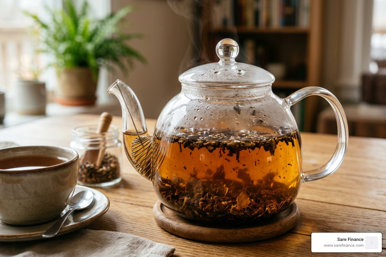 loose-leaf valerian tea steeping in a glass pot - valerian root tea