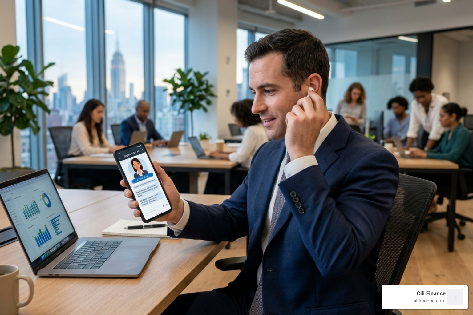 professional using an AI tutor for business English - ai english language tutor professional using an AI tutor for business English - ai english language tutor