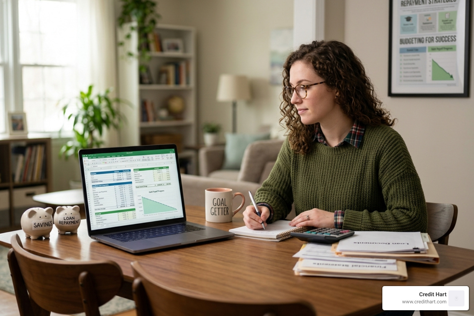 person using a mobile budgeting app to track monthly spending - budgeting for student loans