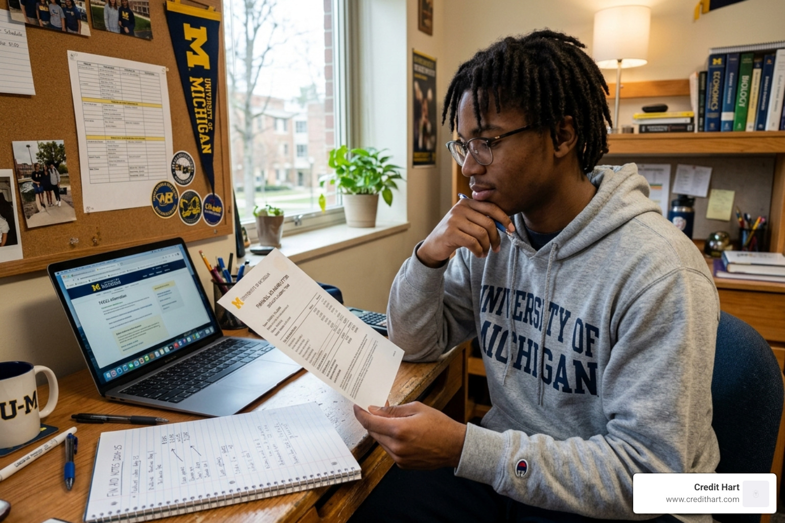 student reviewing a financial aid award letter - budgeting advice for students
