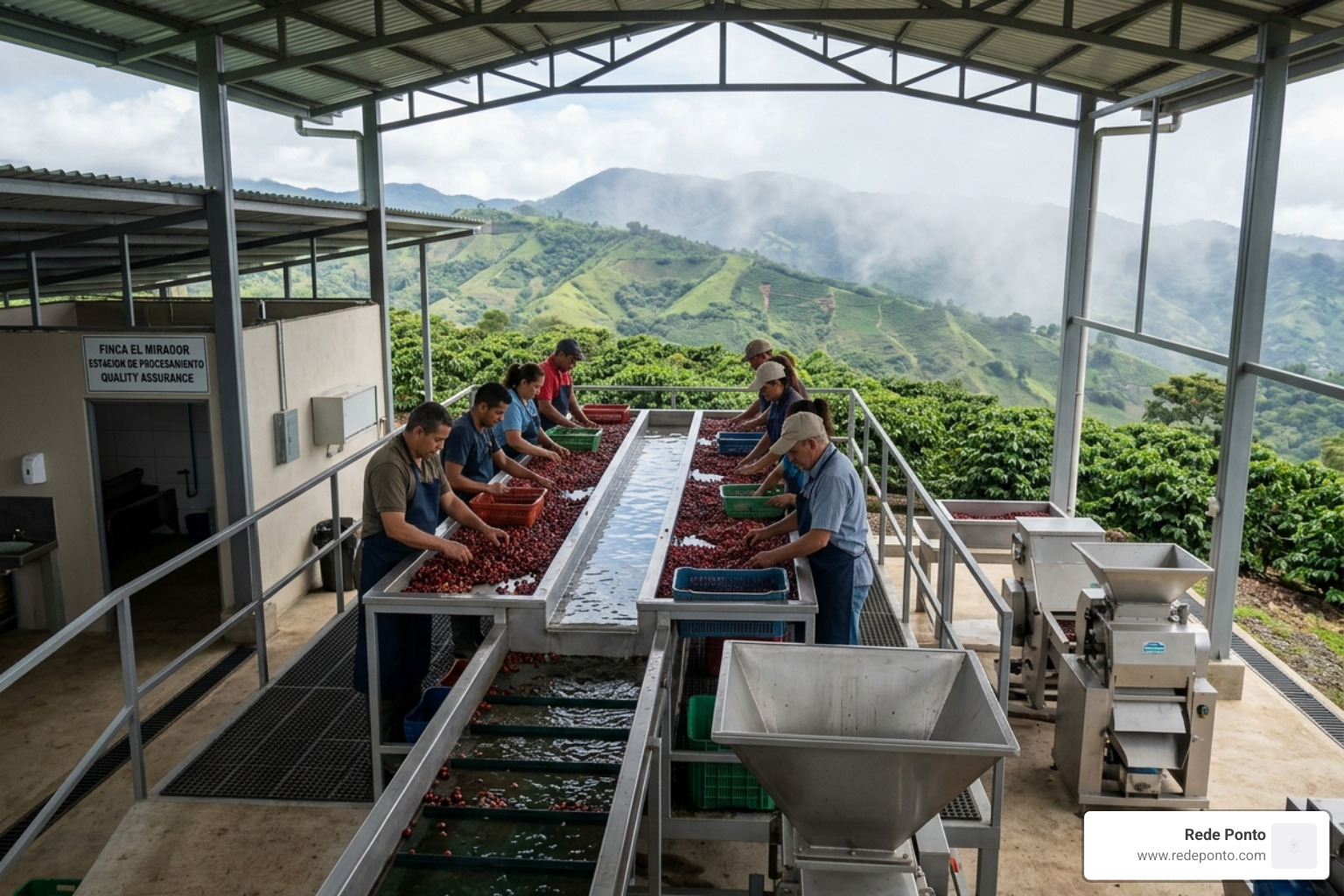 modern coffee processing station at a high-altitude farm - what is direct trade