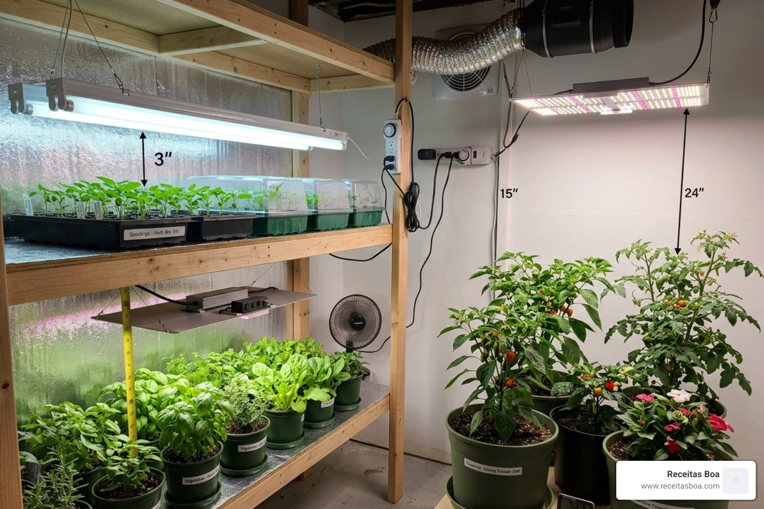 Image showing proper light placement for various growth stages from seeds to flowering plants - Indoor plant grow lights Image showing proper light placement for various growth stages from seeds to flowering plants - Indoor plant grow lights