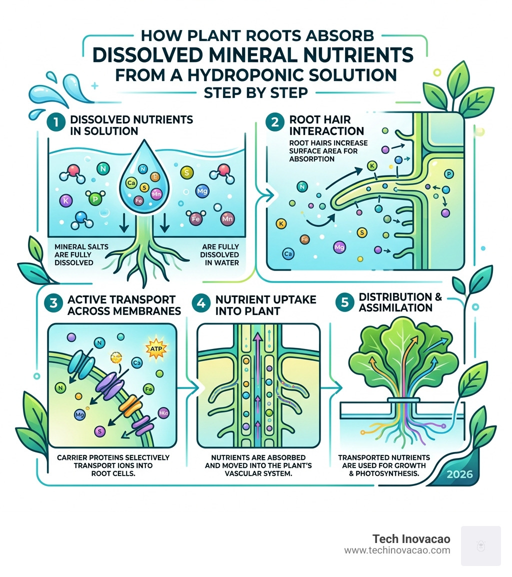 How plant roots absorb dissolved mineral nutrients from a hydroponic solution step by step - hydroponic nutrient solution