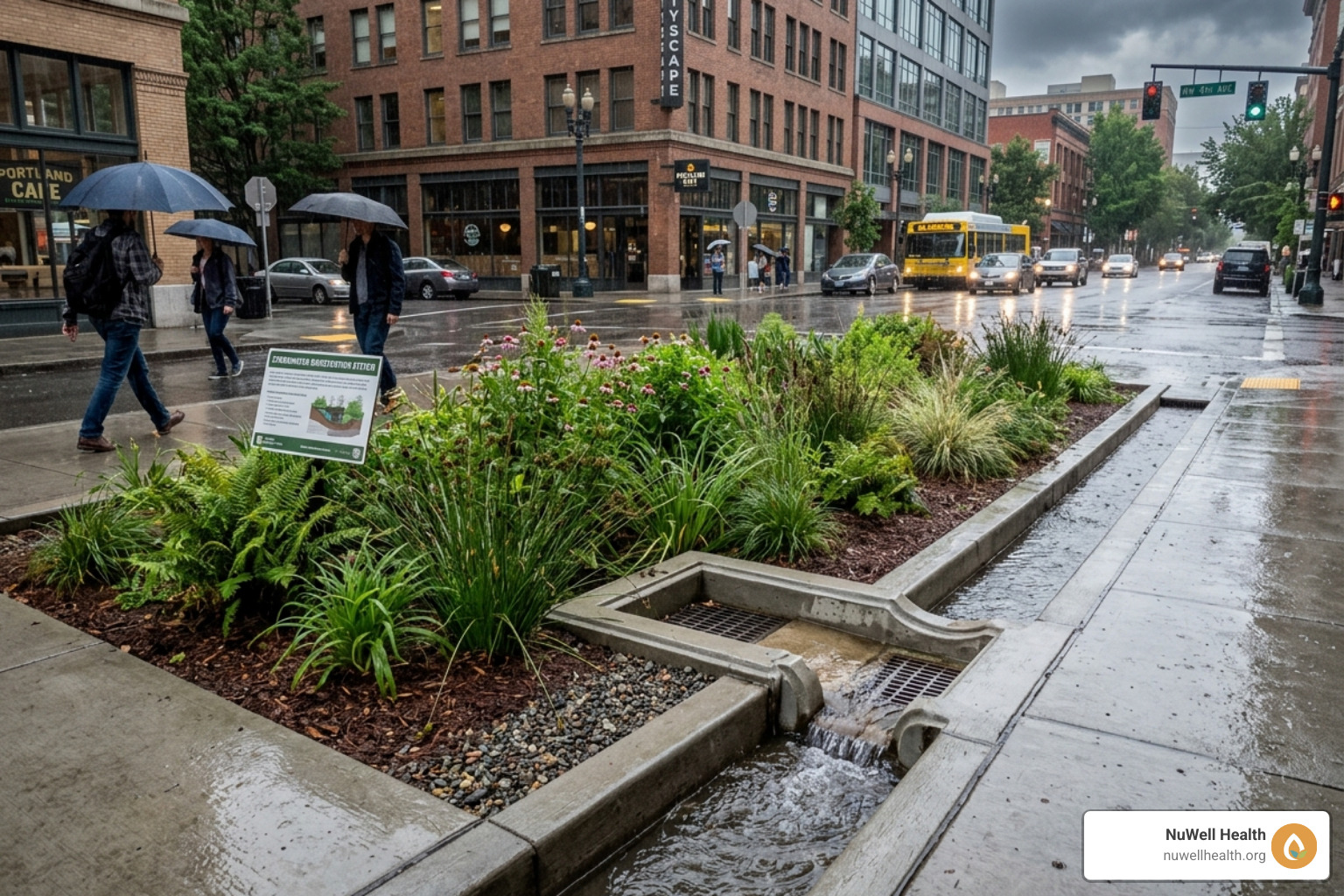 Bioretention system in an urban setting filtering stormwater - heavy metals root removal