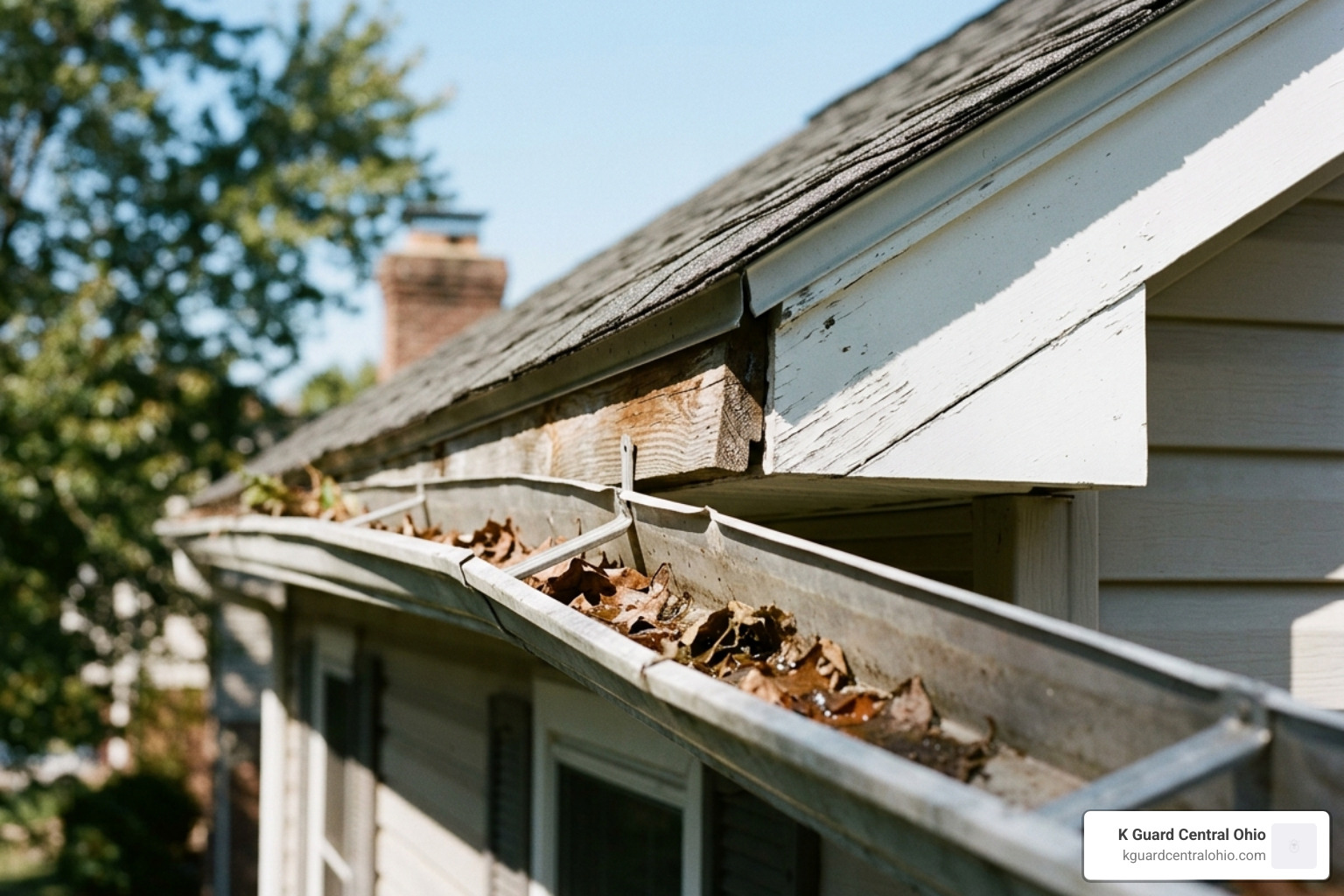 Sagging gutters pulling away from the roofline, creating a gap where water can leak into the home - Gutter maintenance