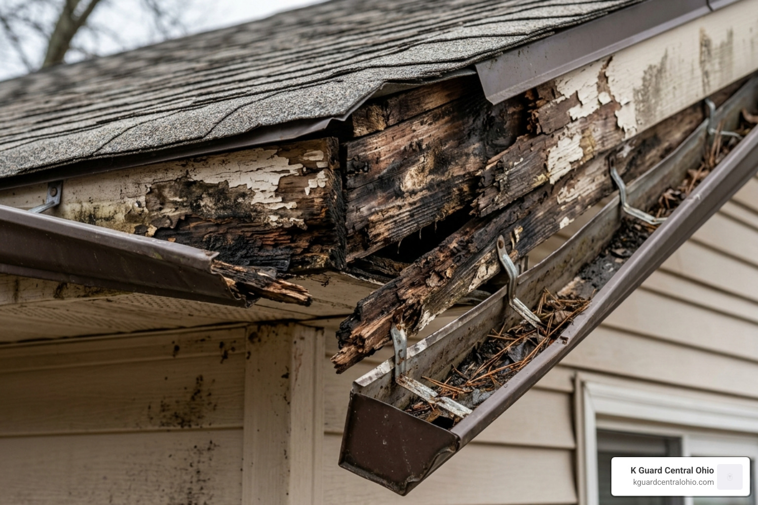 water-damaged fascia boards - Gutter cleaning benefits
