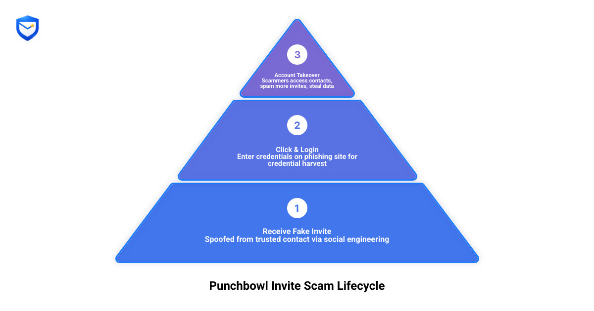 Lifecycle of a Punchbowl invitation phishing scam from receipt to credential theft to account takeover - punchbowl invite Lifecycle of a Punchbowl invitation phishing scam from receipt to credential theft to account takeover - punchbowl invite