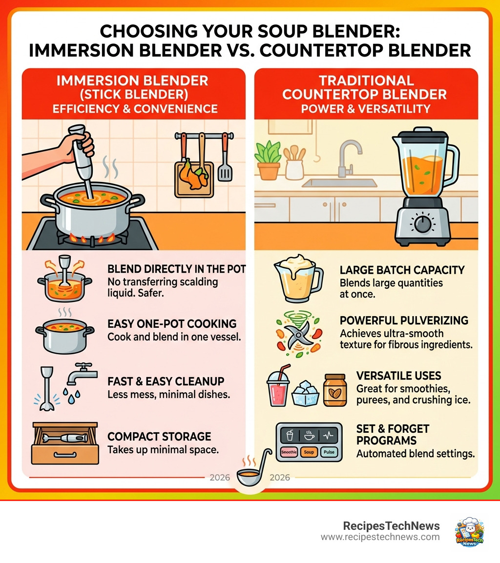 Benefits of immersion blenders vs traditional countertop blenders for making soup - immersion blender soup recipes