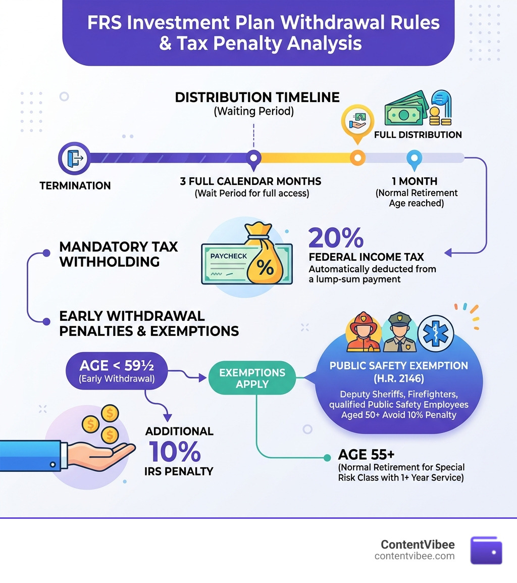 FRS Investment Plan 3-month distribution timeline, tax withholding, penalty rules, and public safety exemptions - FRS