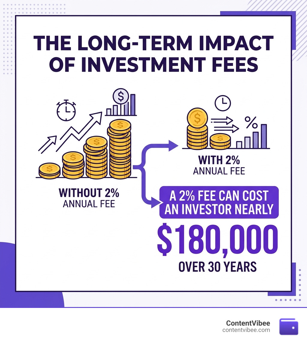 Stat showing that a 2% fee over 30 years can cost an investor nearly $180,000 - Brokerage Firm Investment Fees and Account