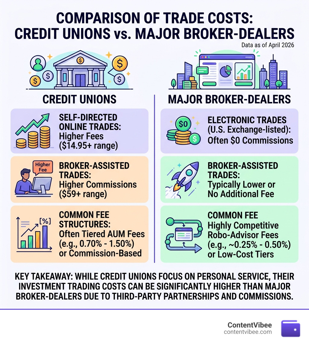 Comparison of trade costs between credit unions and major broker-dealers - Credit Union Investment Services Fees and