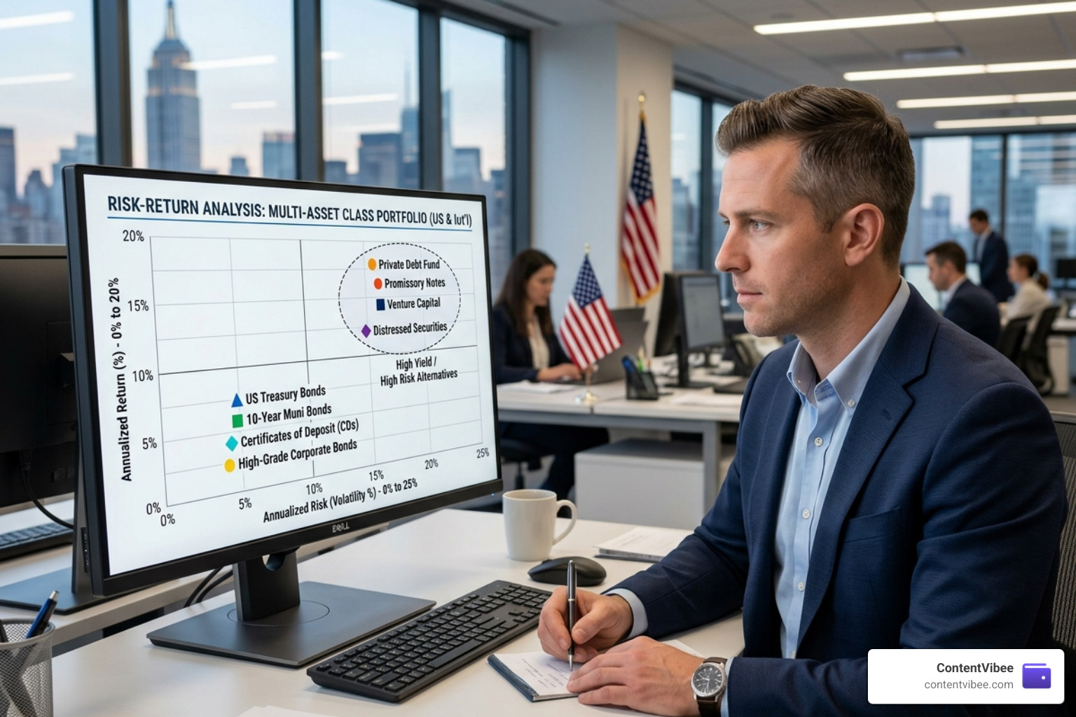 Financial risk assessment chart showing high yield vs high risk alternative investments - Yrefy Investment Reviews Risk