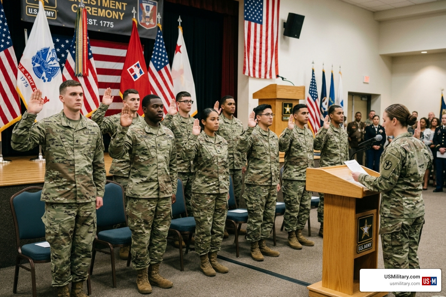 U.S. Army recruits being sworn in during enlistment ceremony - Has The Iran War Influenced Army Recruiting