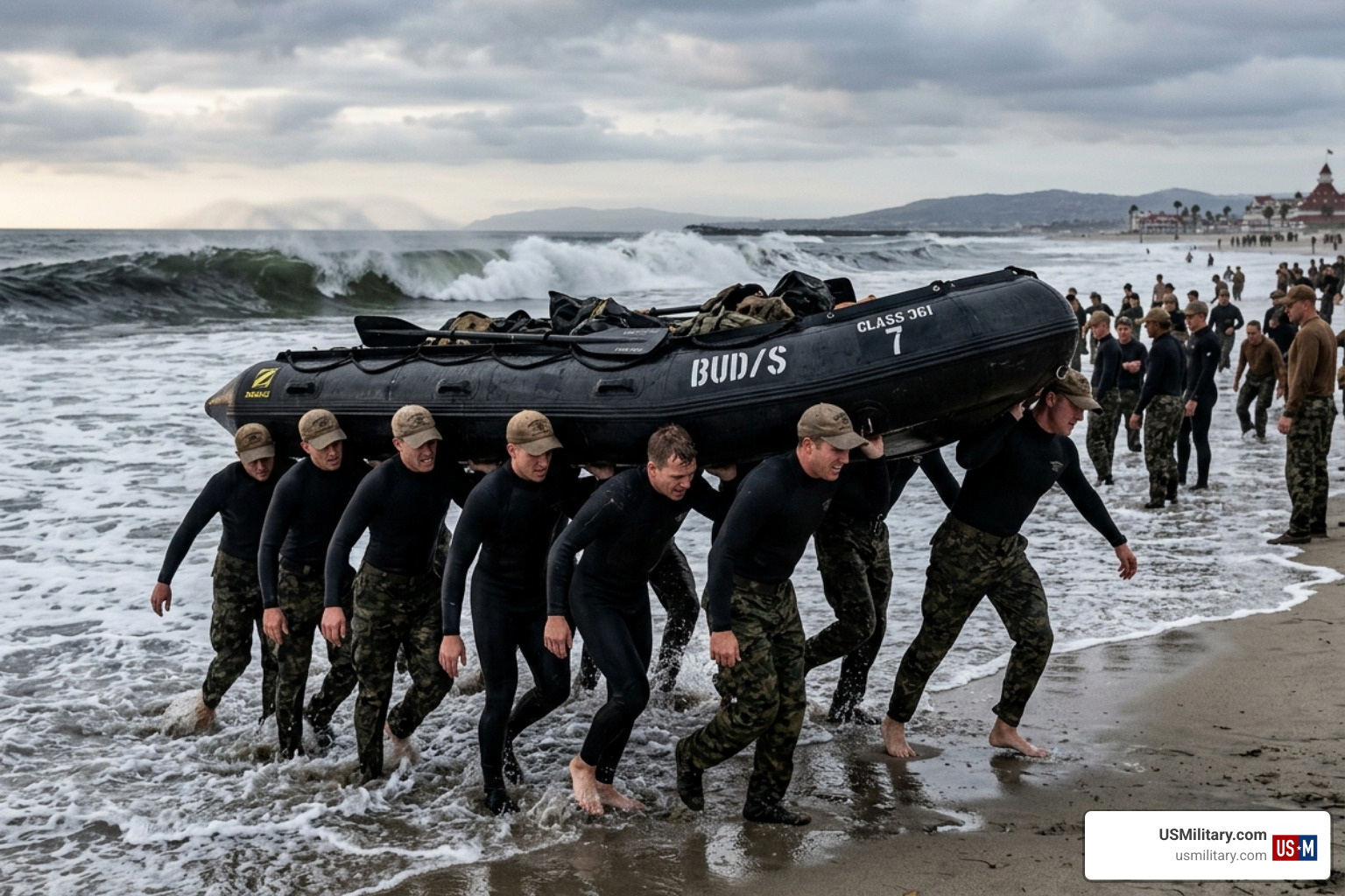 BUD/S candidates carrying a rubber raiding craft during Hell Week - 10 All-Important Questions Every Navy SEAL Prospect BUD/S candidates carrying a rubber raiding craft during Hell Week - 10 All-Important Questions Every Navy SEAL Prospect
