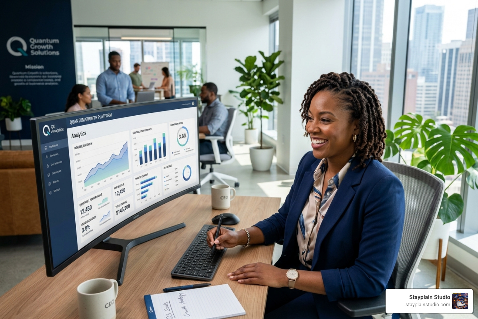 business owner reviewing a high-performance website - website designer in accra
