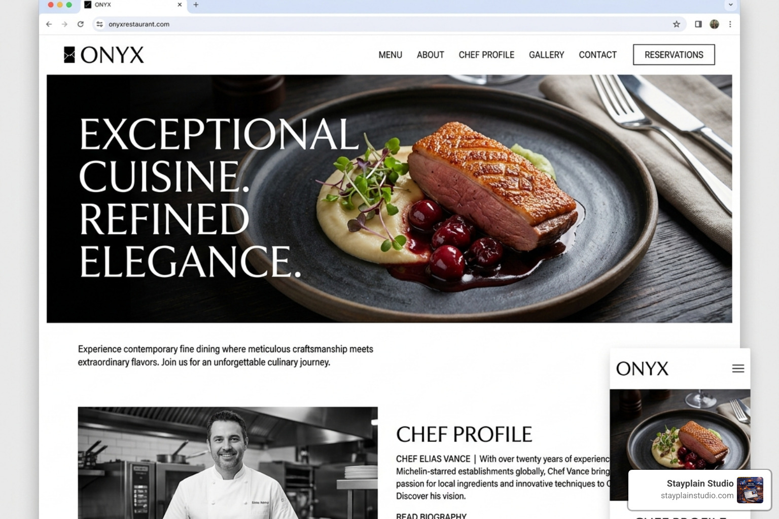 minimalist high-end restaurant homepage - fine dining restaurant website