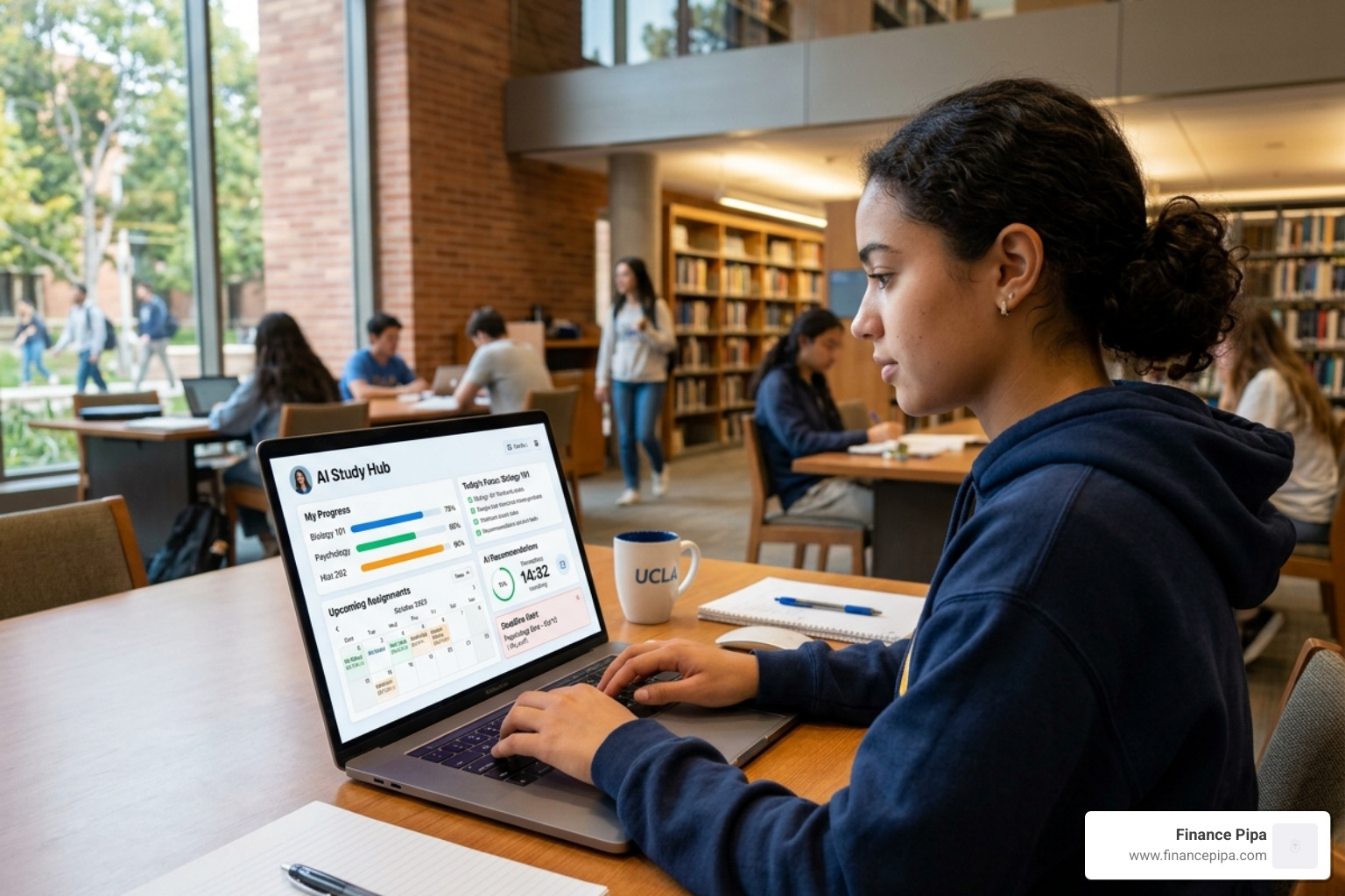 An AI-powered study dashboard showing upcoming deadlines and progress - keep track of assignments