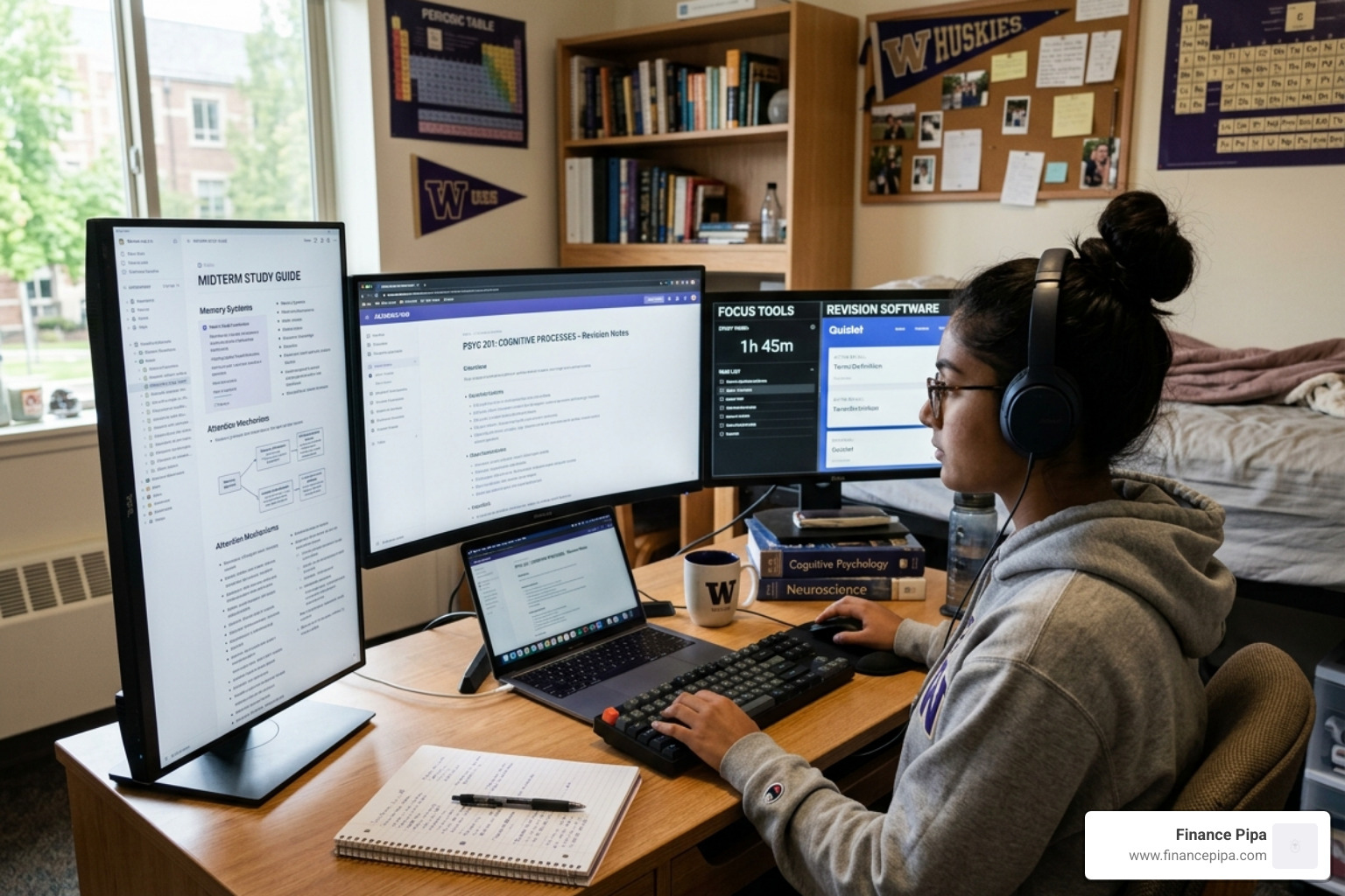 focused student using an integrated study suite to stay on task - anti procrastination software