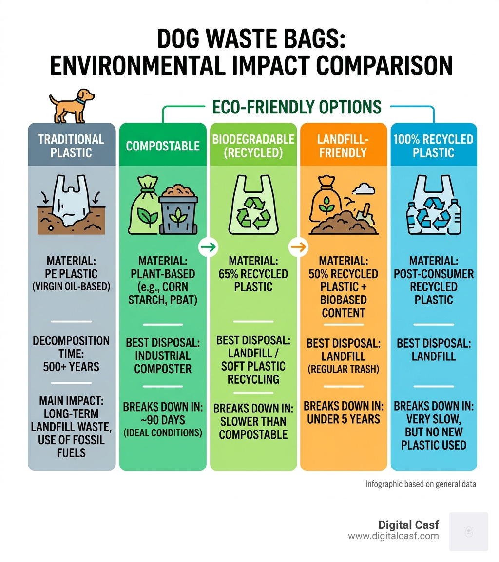 Types of eco-friendly dog waste bags and their environmental impact compared to traditional plastic - eco friendly dog waste