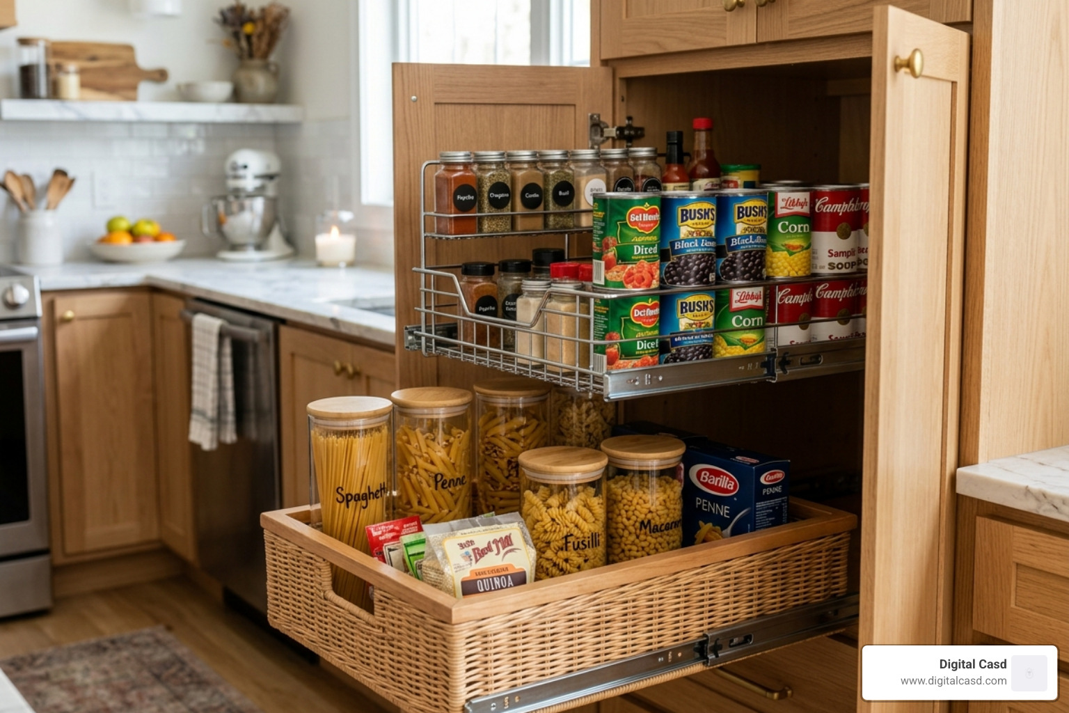 Pull-out cabinet baskets and pantry organization systems - baskets for kitchen cabinets
