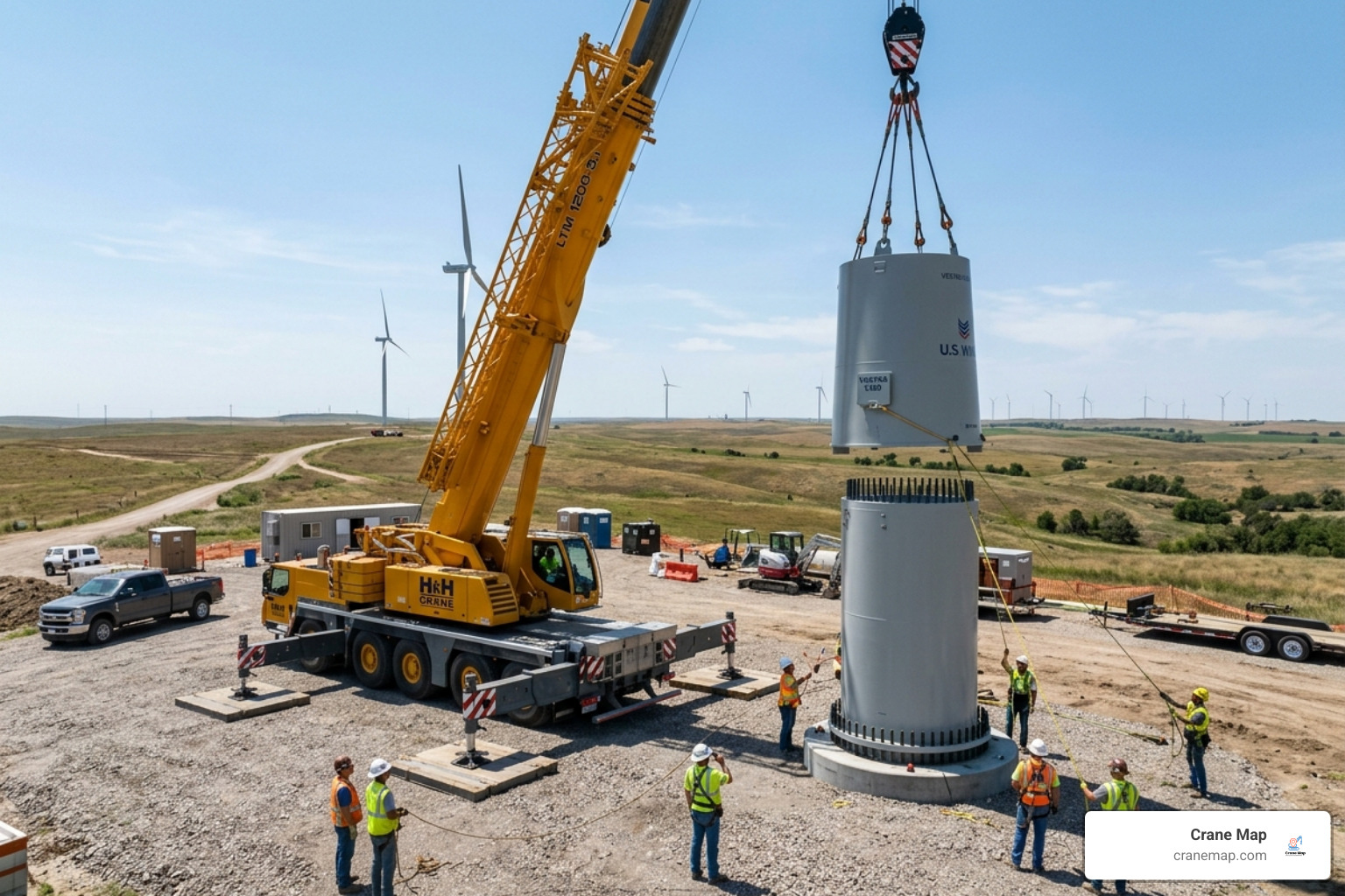 200-ton crane erecting a wind turbine - 200 ton crane hire