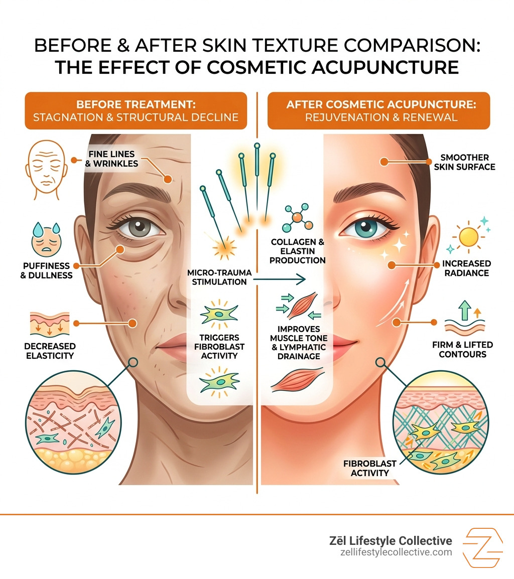 before and after skin texture comparison infographic - cosmetic acupuncture infographic before and after skin texture comparison infographic - cosmetic acupuncture infographic