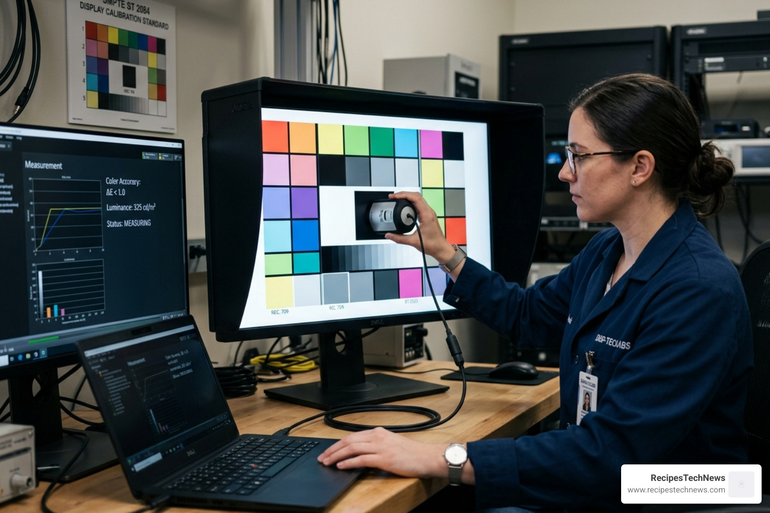 engineer using a colorimeter on a high-end display - gadget reviews