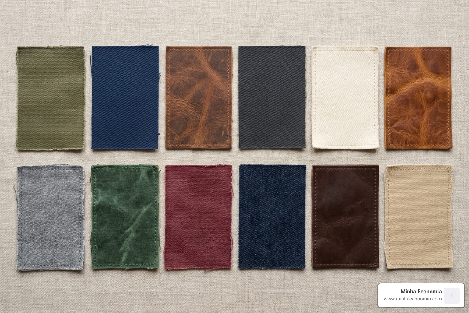 swatches of twill canvas and leather fabric for patches - best fabric for jacket patches