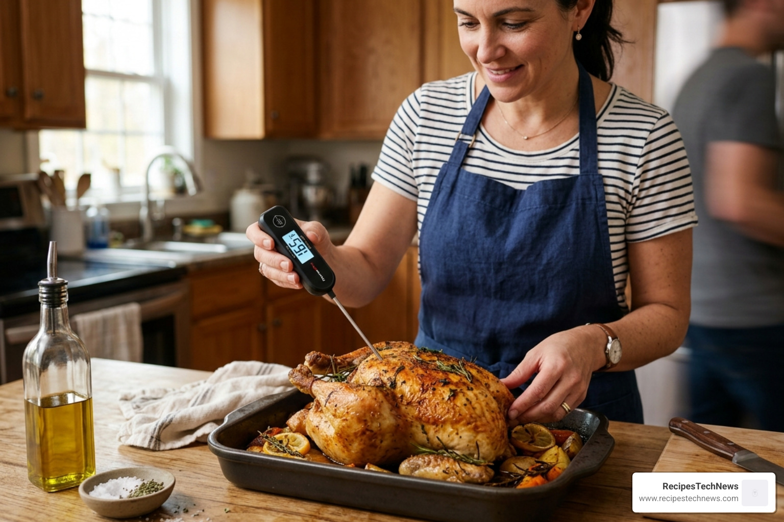 digital meat thermometer in use - kitchen gadget reviews