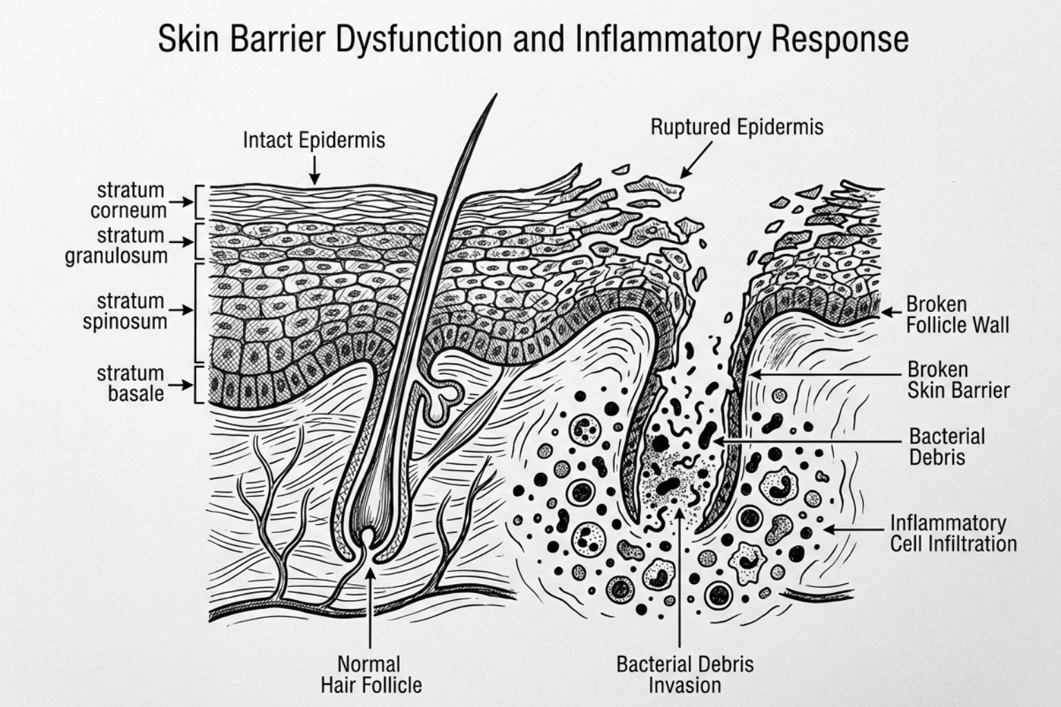 damaged skin barrier illustration - tips to prevent acne scars damaged skin barrier illustration - tips to prevent acne scars