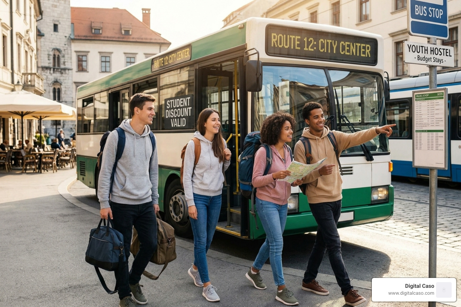 student using a smartphone to book travel - cheap travel options for students