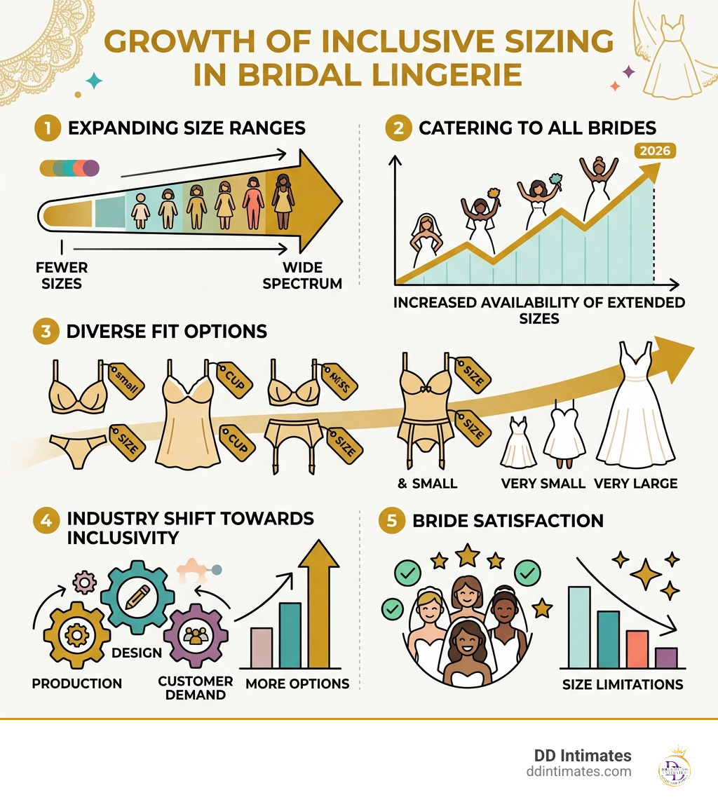 Statistics showing the growth of inclusive sizing in the bridal lingerie industry - Bridal lingerie shop infographic