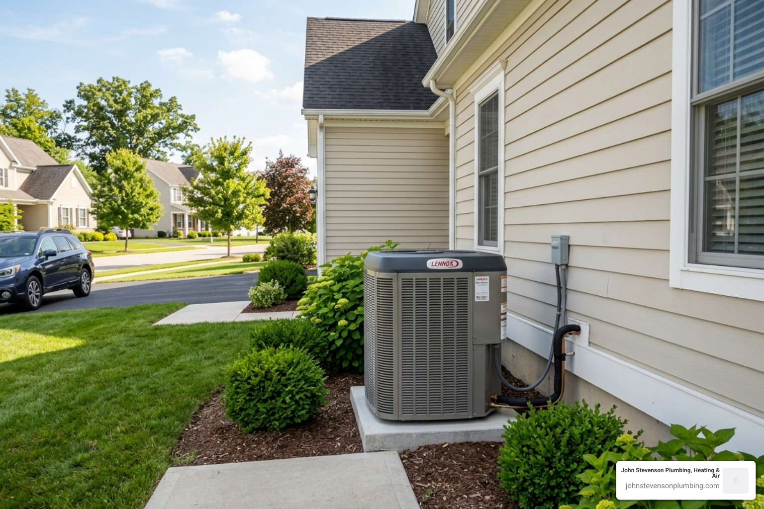 A modern, high-efficiency outdoor air conditioning unit installed next to a clean residential home - how to lower cooling