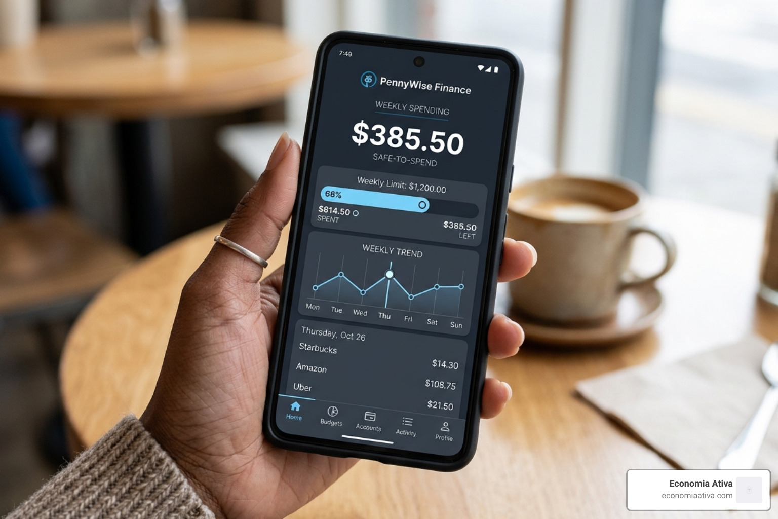 weekly spending limit interface on a smartphone - affordable budget goal trackers