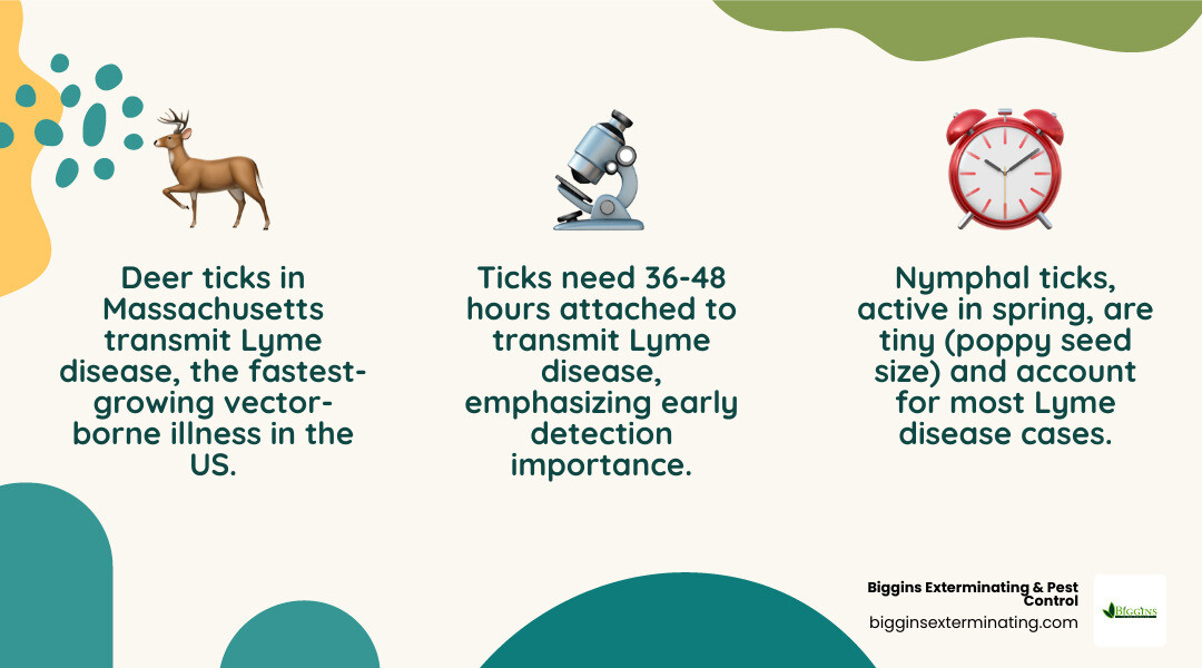 Deer tick life cycle and Lyme disease transmission infographic for Chelmsford MA homeowners - tick control chelmsford ma