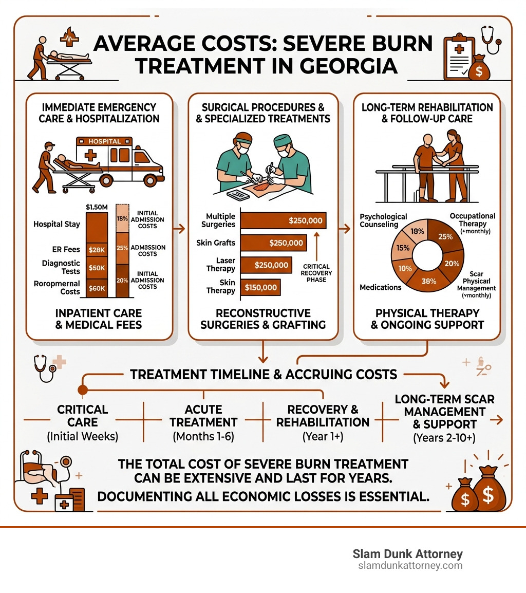 Infographic showing the average costs of severe burn treatment in Georgia - duluth burn injury attorney infographic 