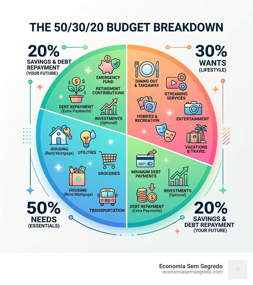 50/30/20 budget breakdown infographic - budgeting 101 for beginners infographic 