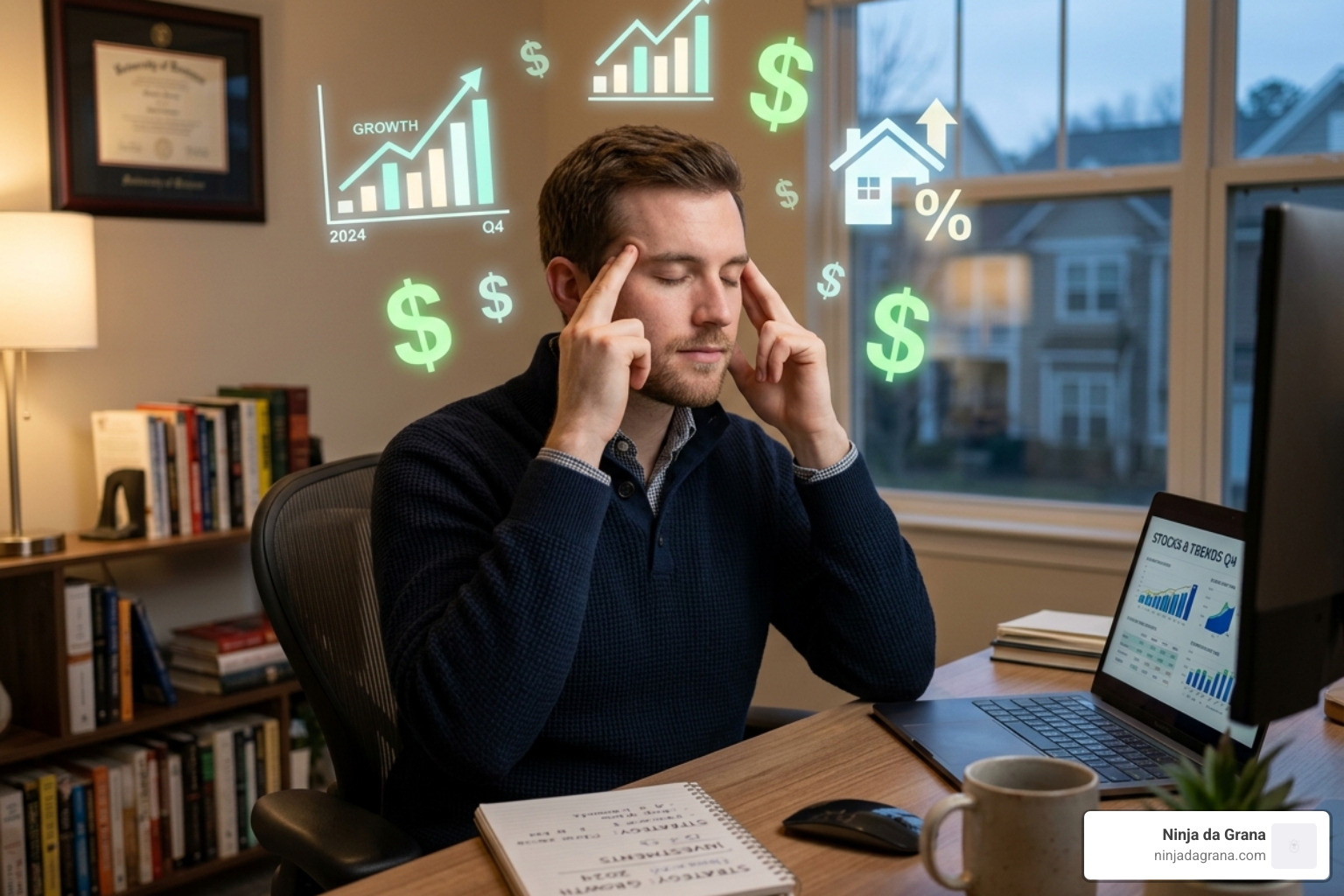 A person with a focused mind visualizing financial growth and stability symbols - financial goal tracking