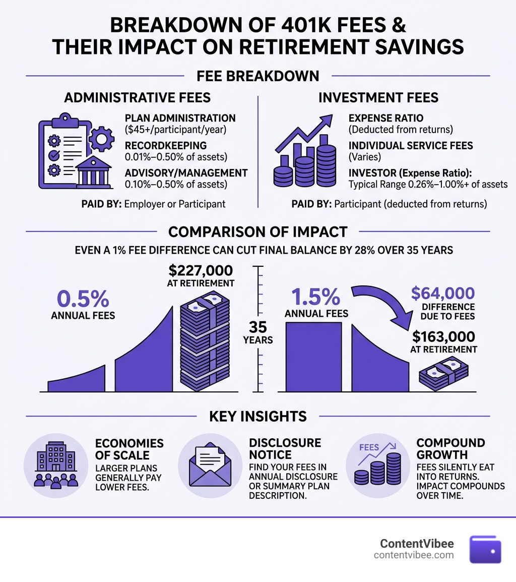Breakdown of 401k administrative fees vs investment fees and their impact on retirement savings - 401k Investment Companies