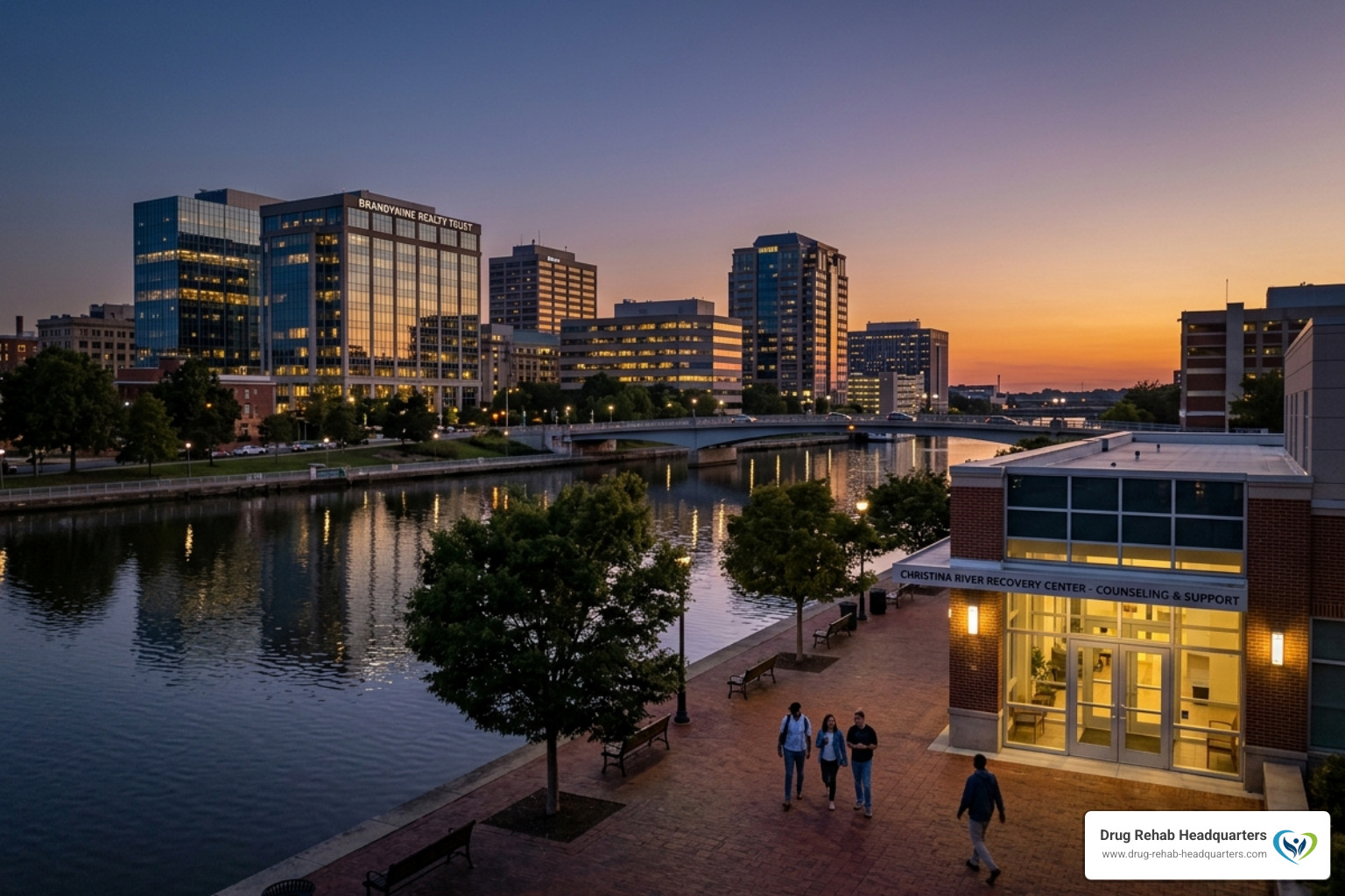 Wilmington Delaware skyline representing urban recovery access - Delaware addiction recovery centers